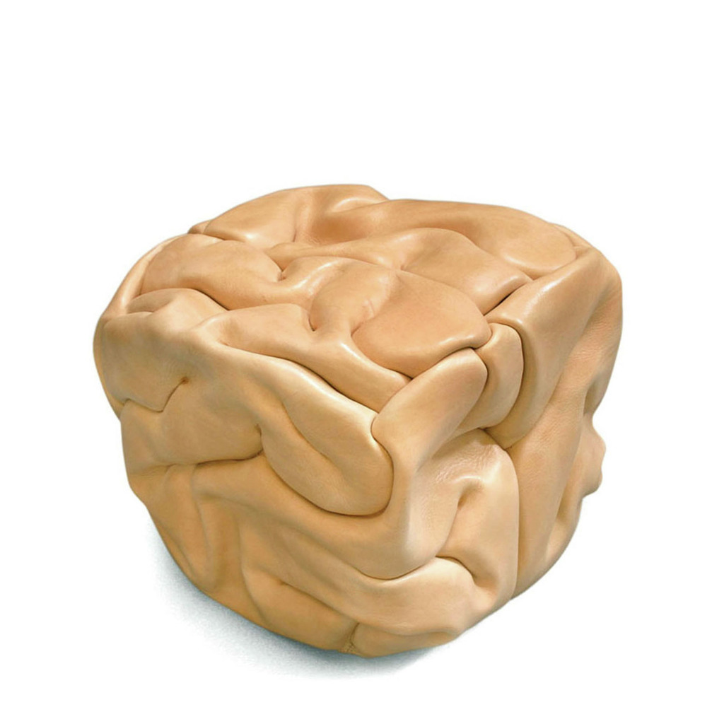 'Brain' is also part of the 'Vanitas' collection. It is a semi-soft ottoman that makes sitting in the 'Skull Chair' much more comfortable. ( leather, polyurethane foam h:35 w:40 d:40 cm )
